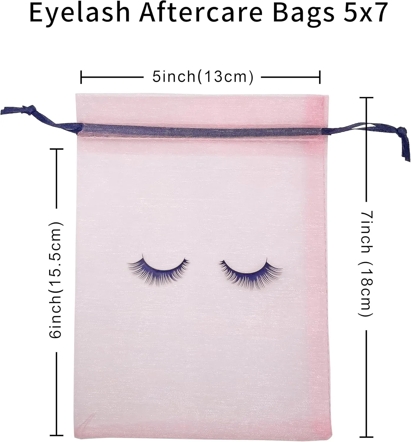 100 Pack Lash Bags for Clients Eyelash Aftercare Lash Extension Kit Bags Pink Mesh Makeup Bag with Drawstring Cosmetic Organza Gift Bag for Small Business Supplies