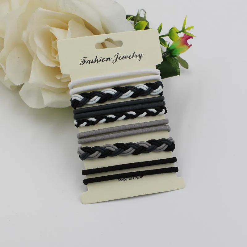 10pcs/pack Hair Tie Set  2016 Women Fashion  Hair Bands Hair Accessories Trendy Hairband For Women Elastic Sets Braid Elastic