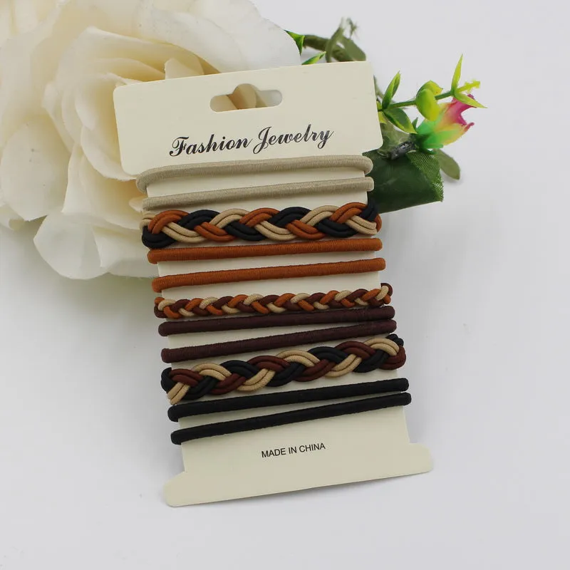 10pcs/pack Hair Tie Set  2016 Women Fashion  Hair Bands Hair Accessories Trendy Hairband For Women Elastic Sets Braid Elastic