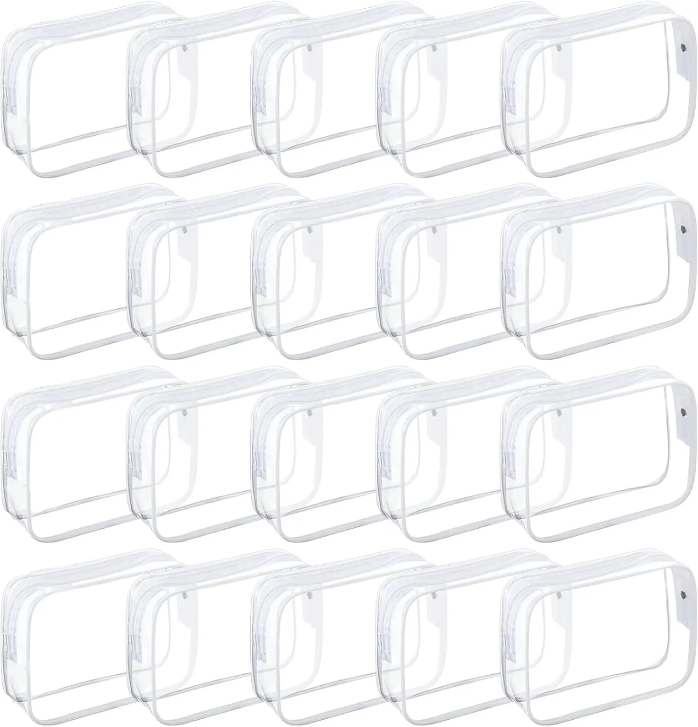 20 Packs Clear Cosmetics Bags for Women Men Waterproof Toiletry Bags PVC Makeup Bags Organizer Case with Zipper for Travel Bathroom (White)