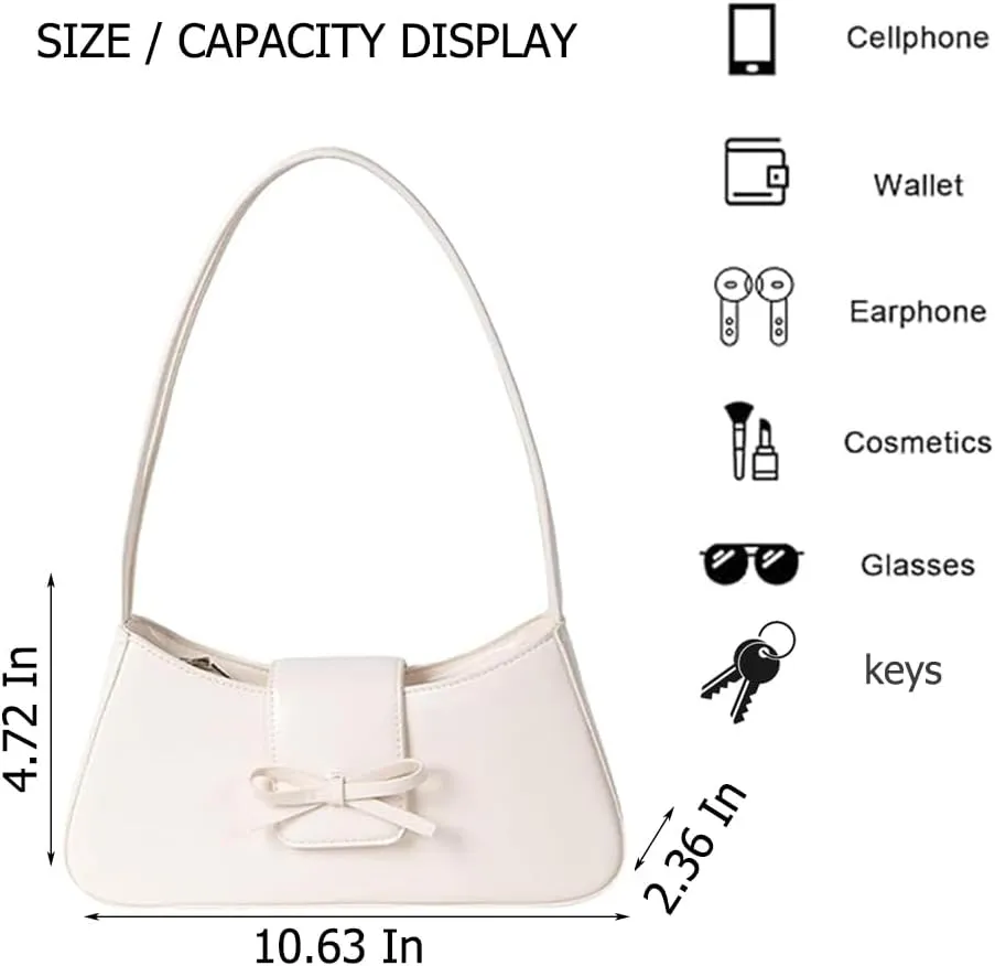 2025 Shoulder Bags for Women Small Y2K Purse Hobo Bags Vegan Leather Handbag Clutch Purse With Bow