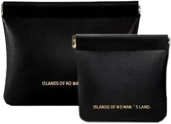 2pcs Cosmetic Storage Pouch - Small Leather Jewelry & Makeup Bag - Portable Mini Wallet & Sanitary Napkin Bag - Self-closing - Black