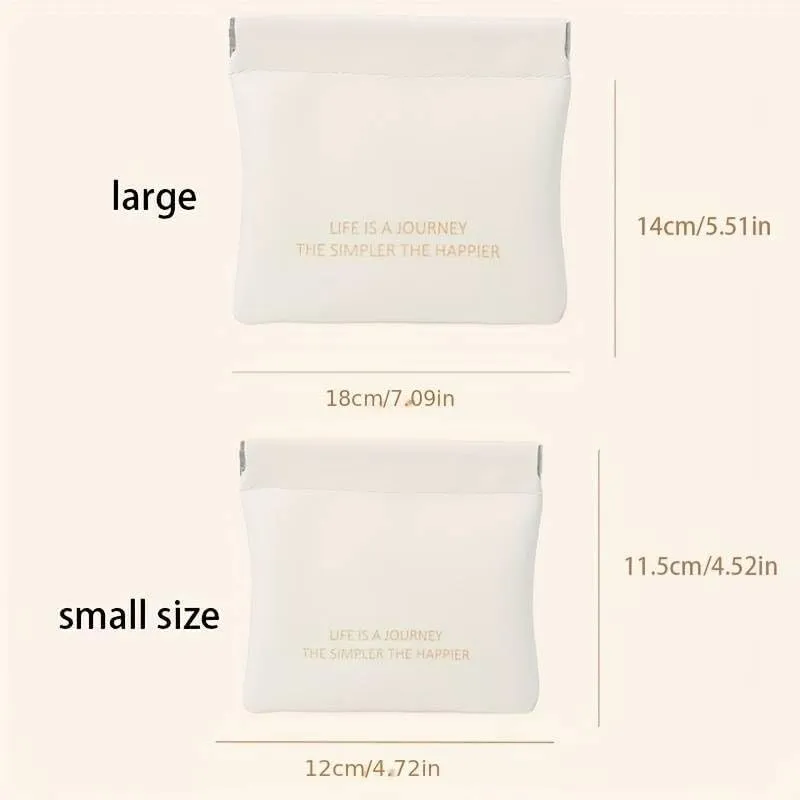 2pcs Cosmetic Storage Pouch - Small Leather Jewelry & Makeup Bag - Portable Mini Wallet & Sanitary Napkin Bag - Self-closing - Black