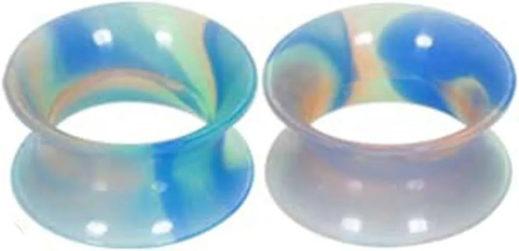 2Pcs Ear Tunnels And Plugs, Silicone Gage Starter Kits Multicolor Hoop Piercing Tunnels