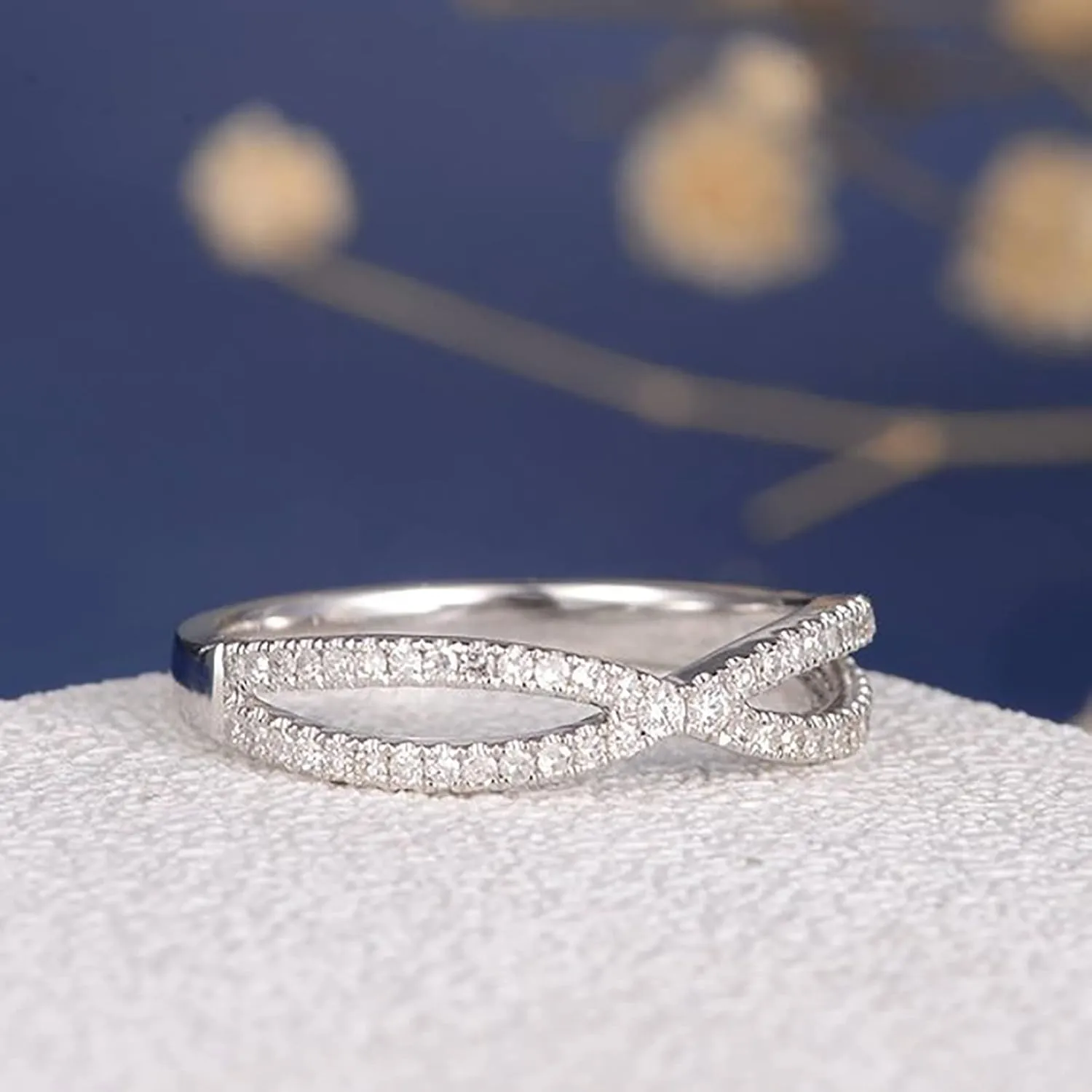 2PCS Simulated Diamond Ring Set for Women Zircon Stackable Rings Bride Wedding Band (Light Blue, 9)