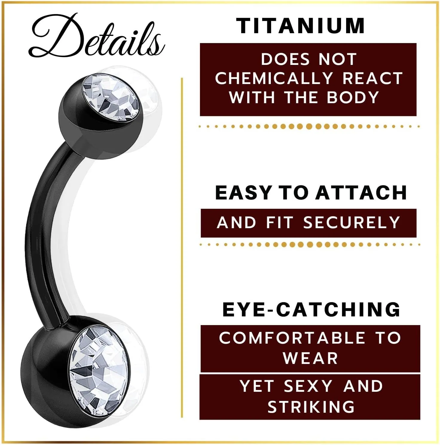 2Pcs Titanium G23 14g Belly Button Rings Piercing Jewelry navel Ear Lobe Earring 6mm 5mm Clear Crystal Ball More Choices
