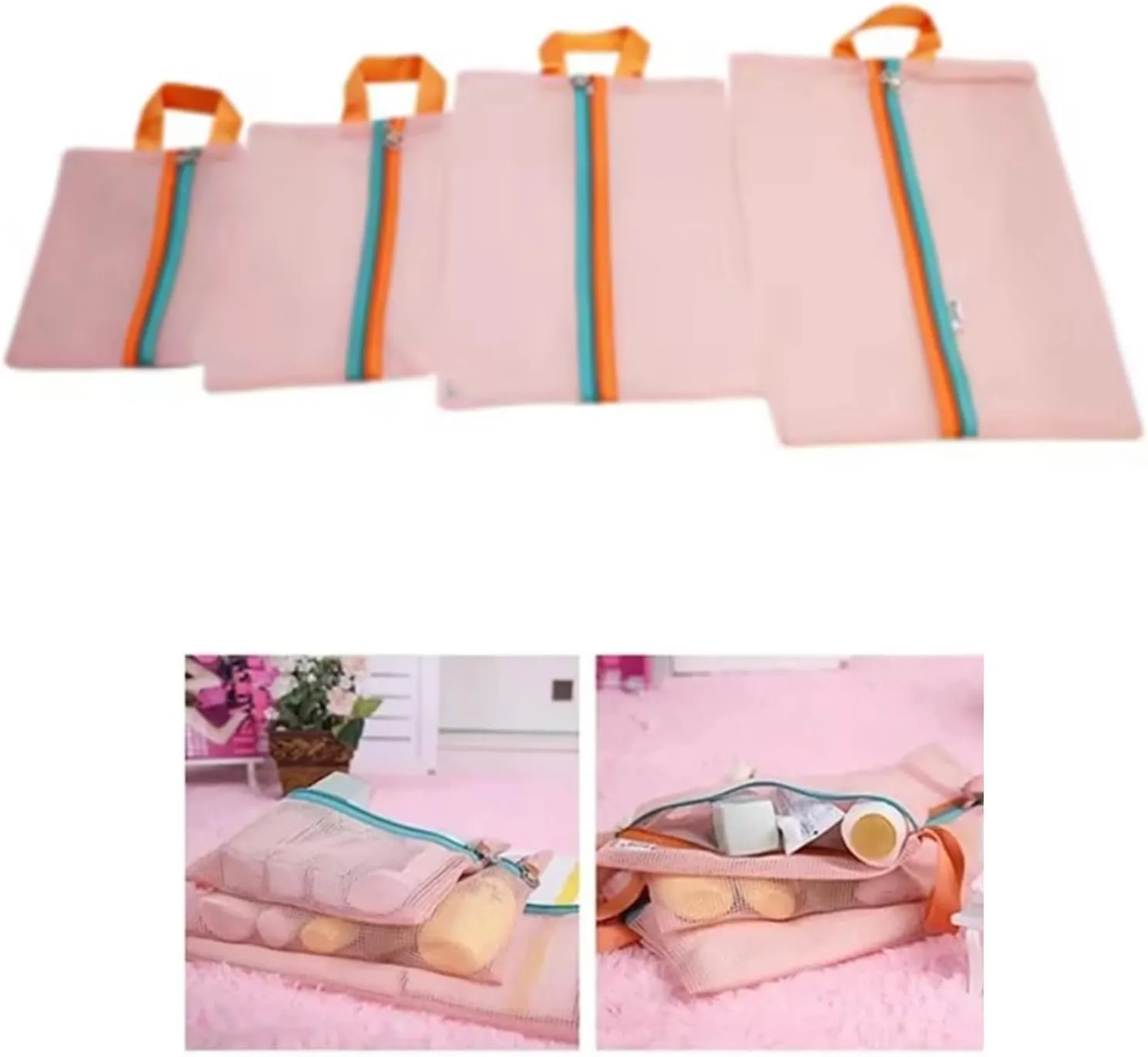 4 Pieces Multiple Sizes Travel Meshes Bags For Efficient Packing And Storage With Breathable And Materials