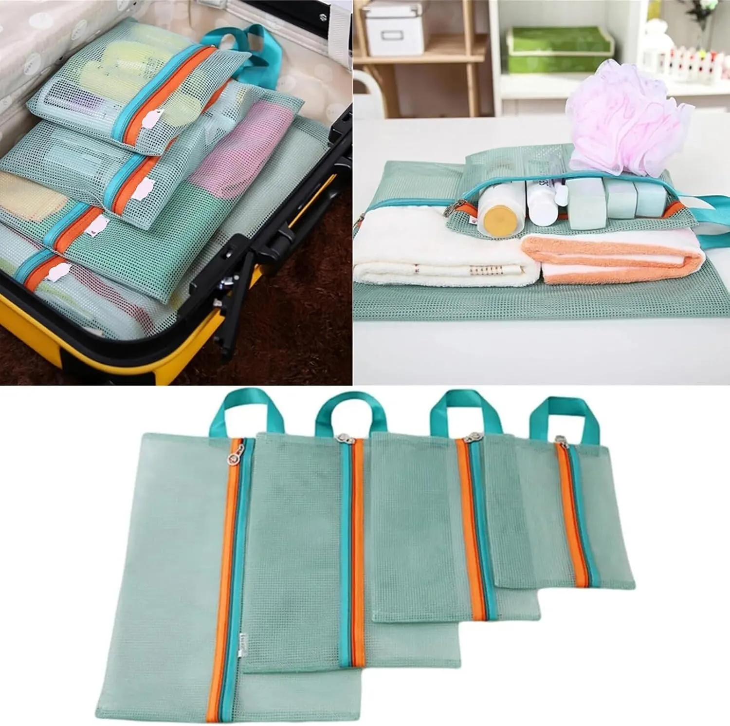 4 Pieces Multiple Sizes Travel Meshes Bags For Efficient Packing And Storage With Breathable And Materials