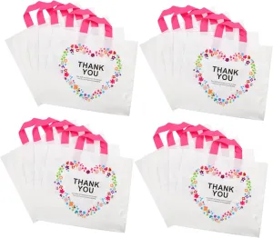 50pcs Garment Packing Pouches Bulk Tote Bags Handles Shopping Bags for Food Transport Multi-use Storage Holders