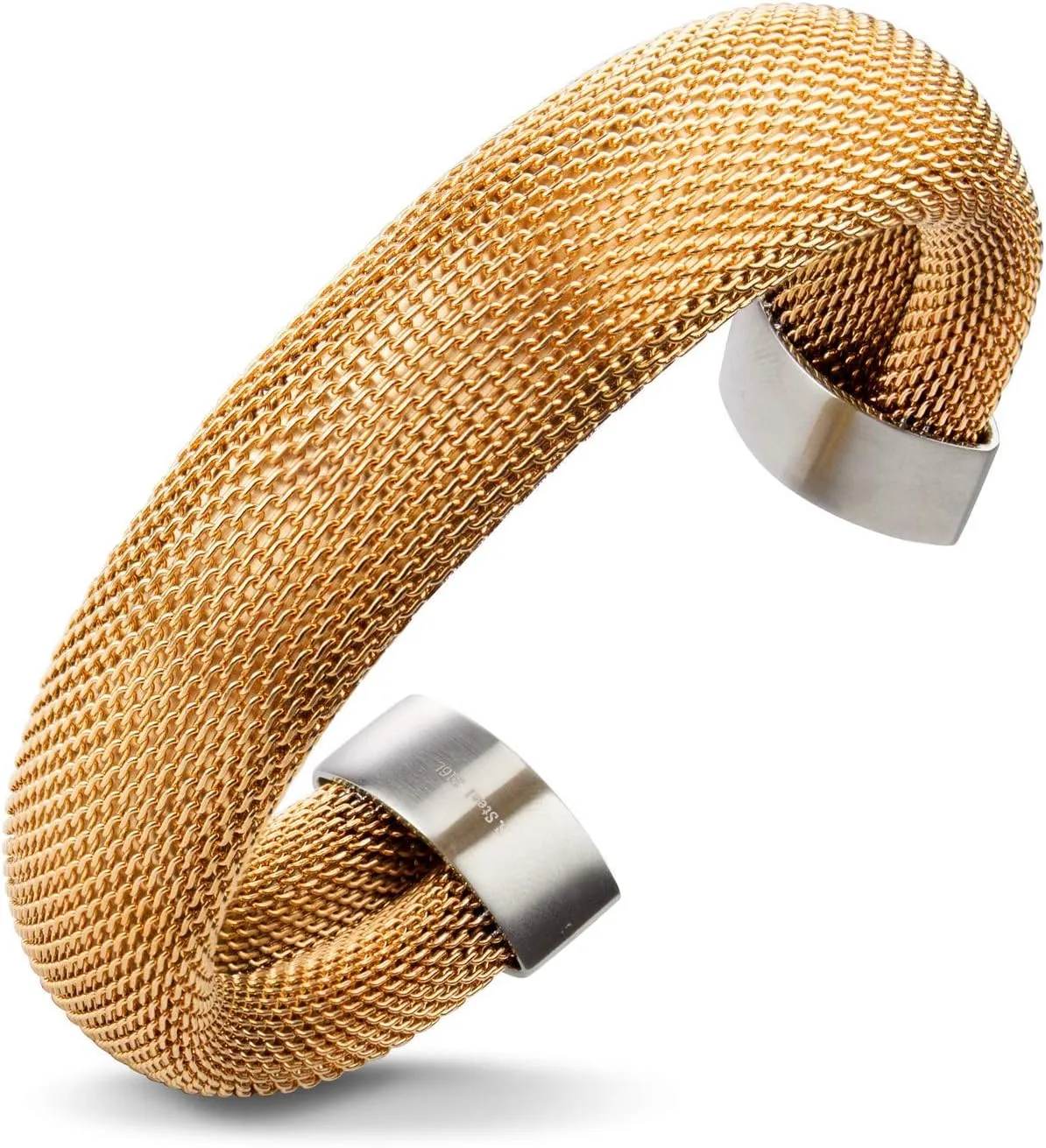555Jewelry Stainless Steel Womens Trendy Mesh Wrap Open Cuff Bangle Bracelet