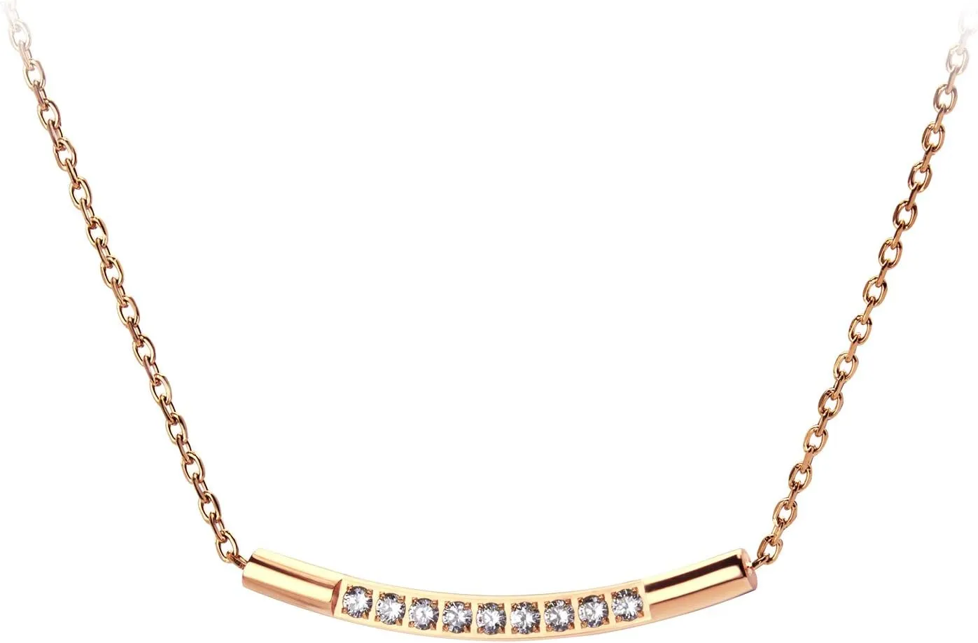 555Jewelry Womens Stainless Steel Classic Bar Cubic Zirconia Pendant Necklace