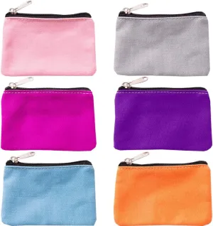 6 Pack Canvas Zipper Bags Small Makeup Bags Lipstick Cosmatic Organizer Storage Pouch Carrying Purse (Pink/Hotpink/Sky Blue/Purple/Orange/Grey, (3.1" x 5.1"))