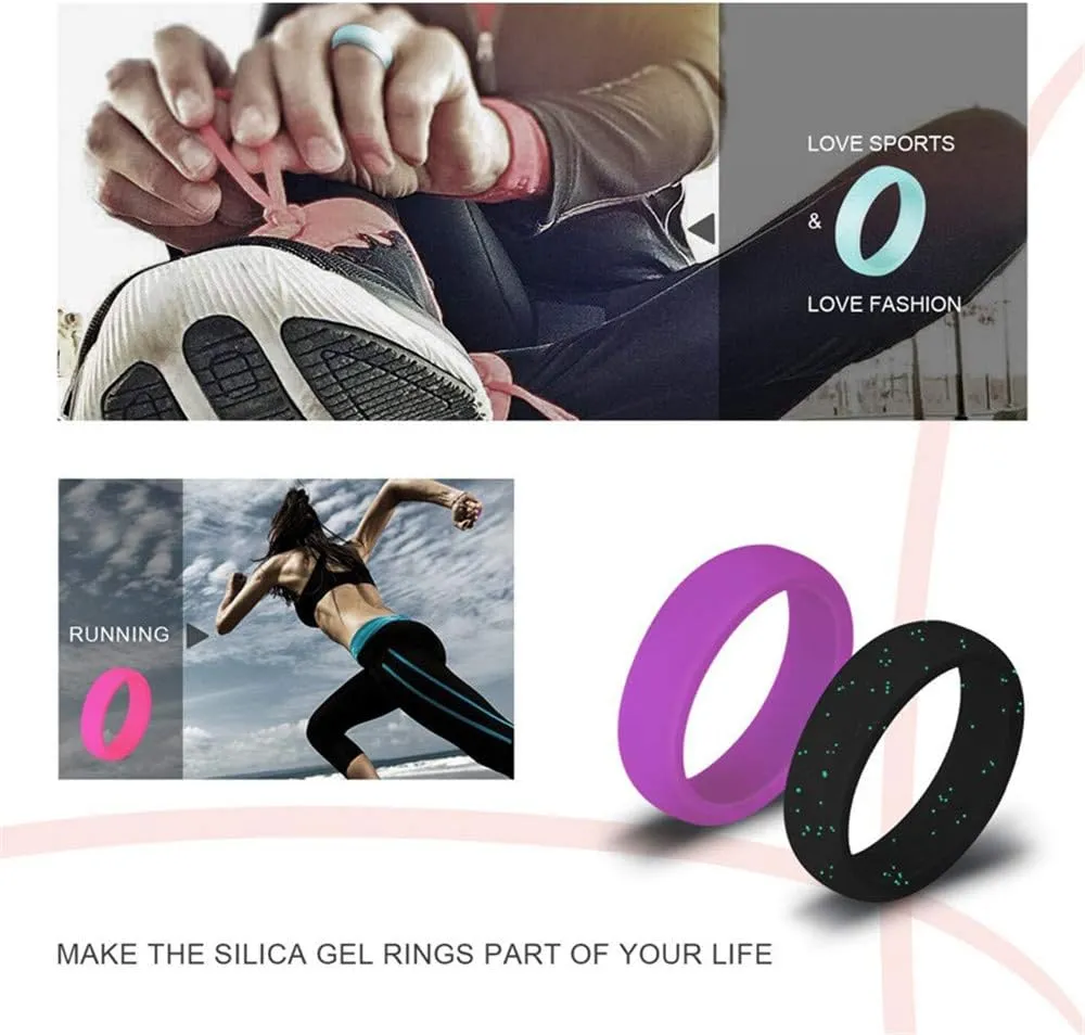 7 Pack Silicone Rings Singles Wedding Bands for Women Comfortable Rubber Ring for Sport 5.7mm Wide