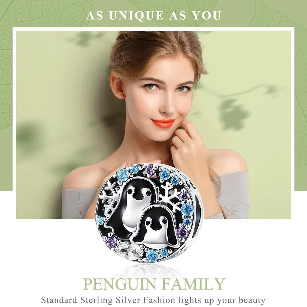 925 Sterling Silver Penguin Bracelet With Diamond Beads