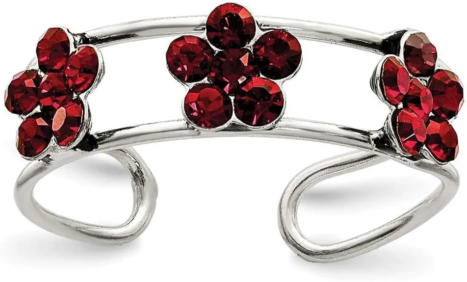 925 Sterling Silver Stellux Crystal Floral Toe Ring