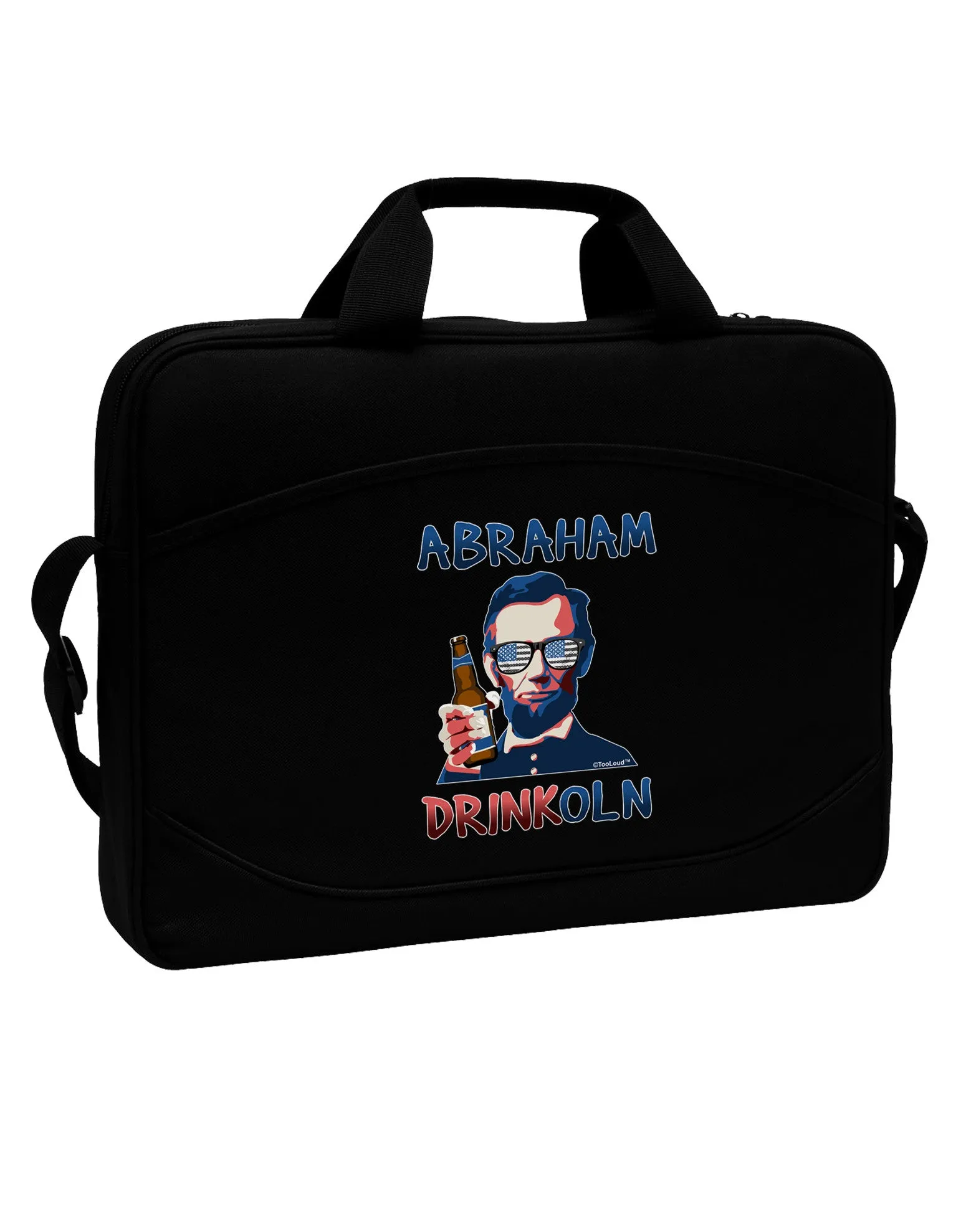 Abraham Drinkoln with Text 15&#x22; Dark Laptop / Tablet Case Bag