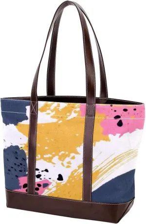 Abstract Art-193 Tote Bags Durable Leather Canvas Purses and Handbags for Women Top Handle Shoulder Satchel Hobo Bags