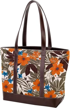 Aesthetic Leaves-631 Tote Bags Durable Leather Canvas Purses and Handbags for Women Top Handle Shoulder Satchel Hobo Bags