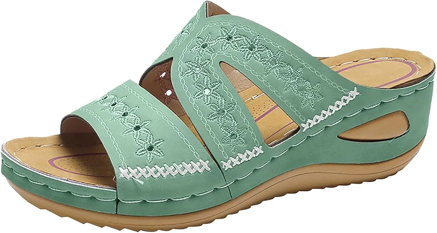 AMDBEL Sandals for Women 2024 Dressy Orthopedic Sandals with Arch Support Flip Flops Wedge Sandals Comfortable Walking Shoes