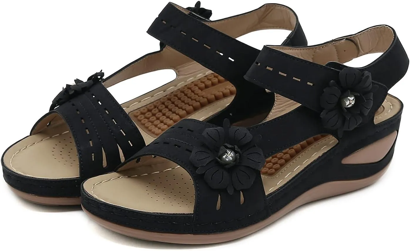 AMDBEL Womens Sandals 2024 Dressy Platform Fashion Shoes Ladies Strap Sandals Buckle Wedge Sandals Comfortable Platform Shoes