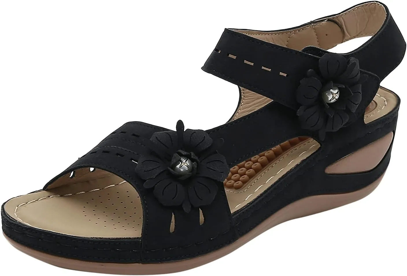 AMDBEL Womens Sandals 2024 Dressy Platform Fashion Shoes Ladies Strap Sandals Buckle Wedge Sandals Comfortable Platform Shoes