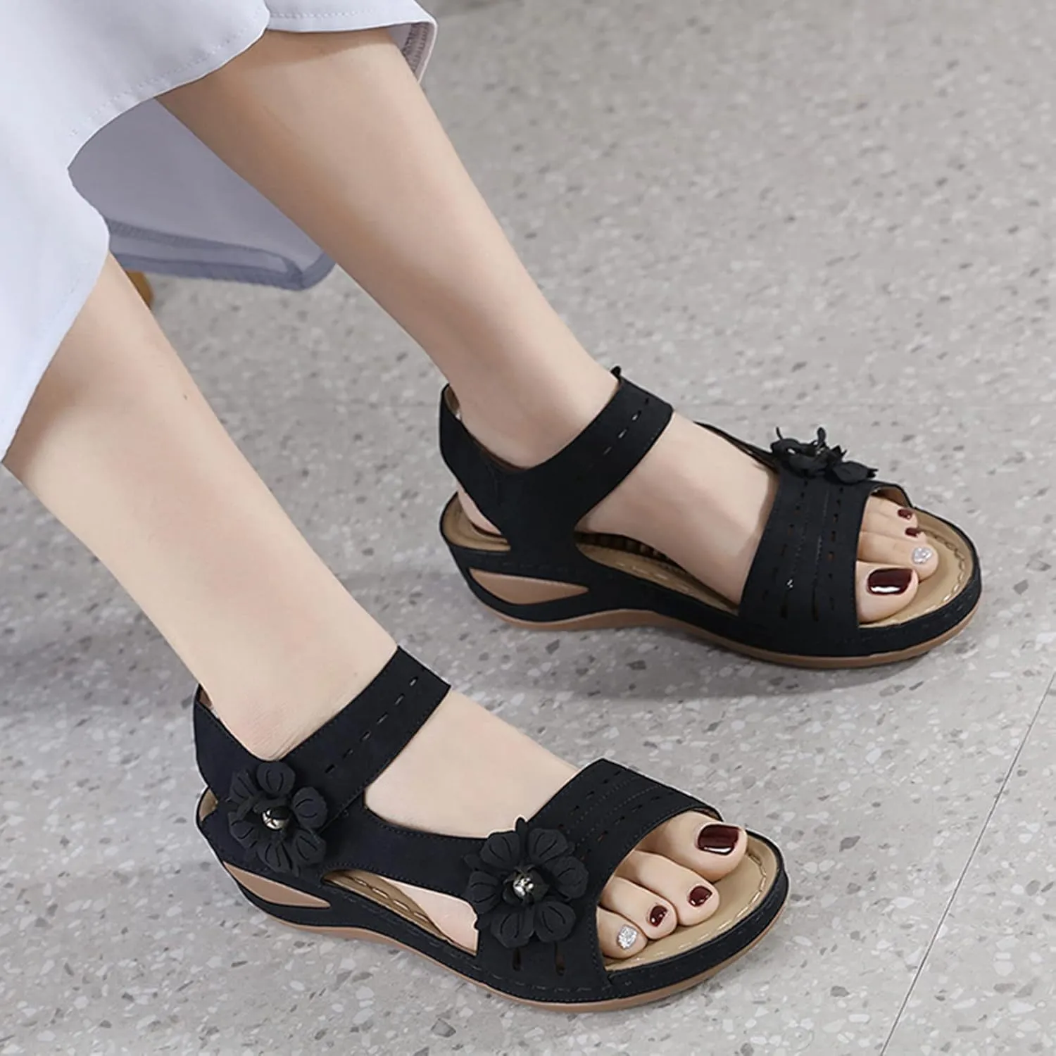 AMDBEL Womens Sandals 2024 Dressy Platform Fashion Shoes Ladies Strap Sandals Buckle Wedge Sandals Comfortable Platform Shoes