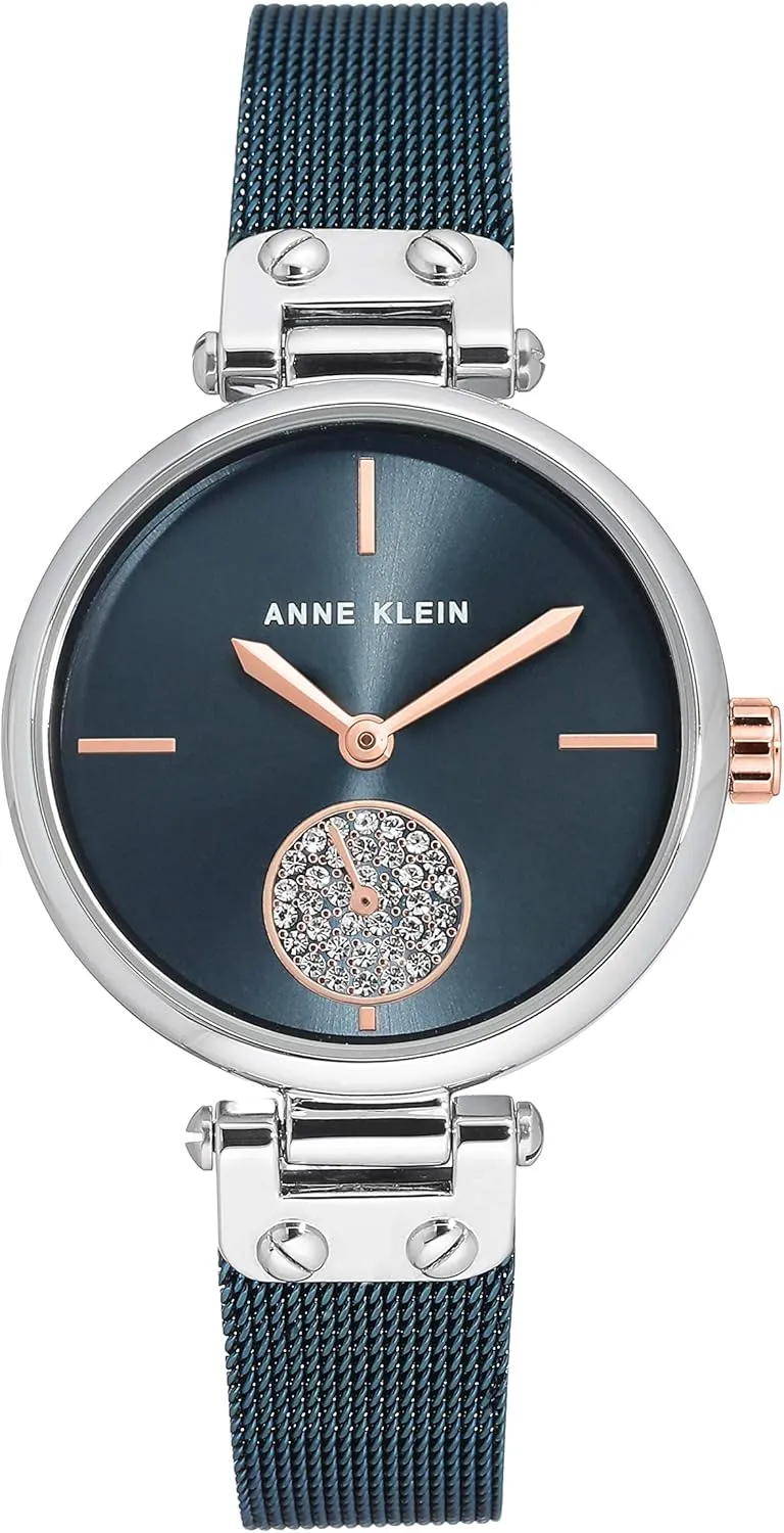 Anne Klein Women's Premium Crystal Accented Mesh Bracelet Watch