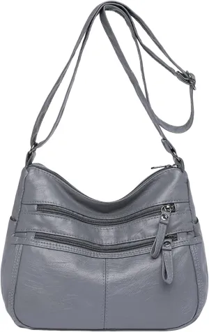 Anti Theft Crossbody Bags for Women Lightweight Quilted Fabric Handbags for Women Womens Vacation Shoulder Bag(Grey)