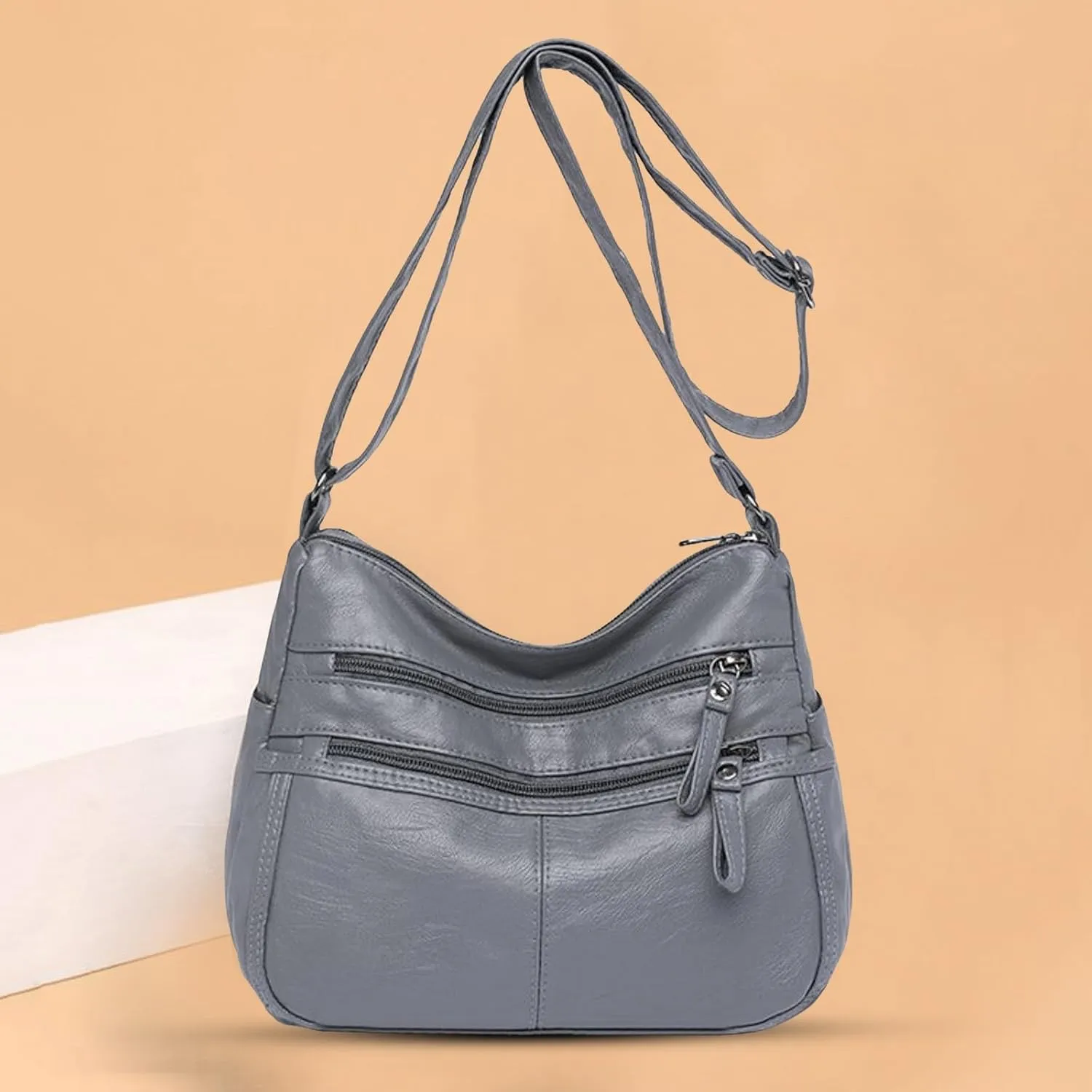 Anti Theft Crossbody Bags for Women Lightweight Quilted Fabric Handbags for Women Womens Vacation Shoulder Bag(Grey)