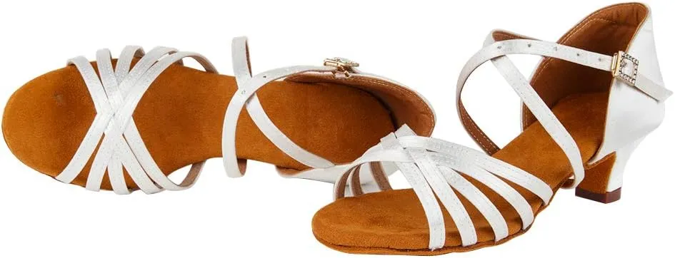 AOQUNFS Girls Latin Dance Shoes Low Heels Tango Salsa Ballroom Practice Performance Dancing Shoes,EM-XGGZS
