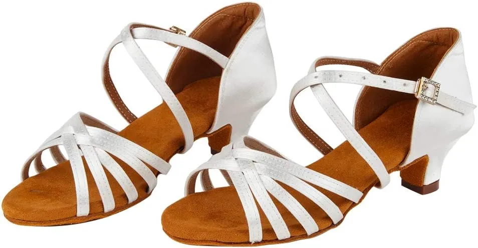 AOQUNFS Girls Latin Dance Shoes Low Heels Tango Salsa Ballroom Practice Performance Dancing Shoes,EM-XGGZS