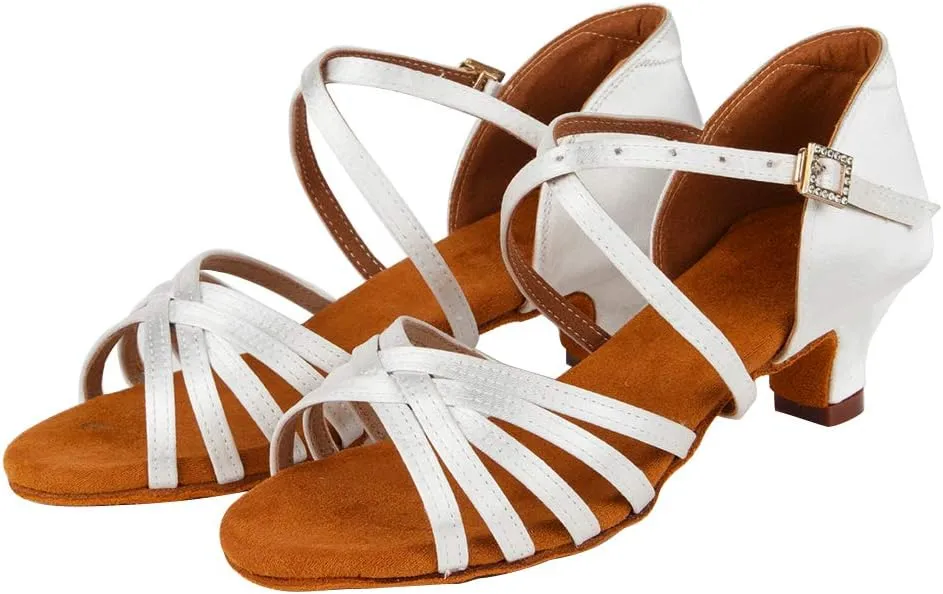 AOQUNFS Girls Latin Dance Shoes Low Heels Tango Salsa Ballroom Practice Performance Dancing Shoes,EM-XGGZS