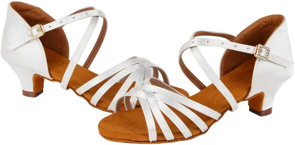 AOQUNFS Girls Latin Dance Shoes Low Heels Tango Salsa Ballroom Practice Performance Dancing Shoes,EM-XGGZS