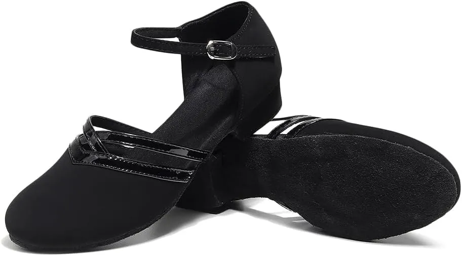 AOQUNFS Girls Latin Dance Shoes Low Heels Tango Salsa Ballroom Practice Performance Dancing Shoes,FT-118