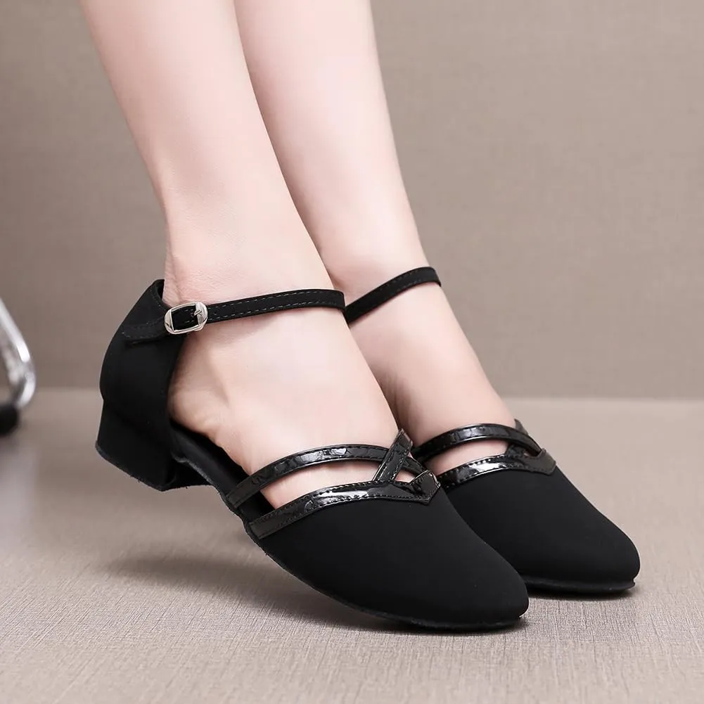 AOQUNFS Girls Latin Dance Shoes Low Heels Tango Salsa Ballroom Practice Performance Dancing Shoes,FT-118