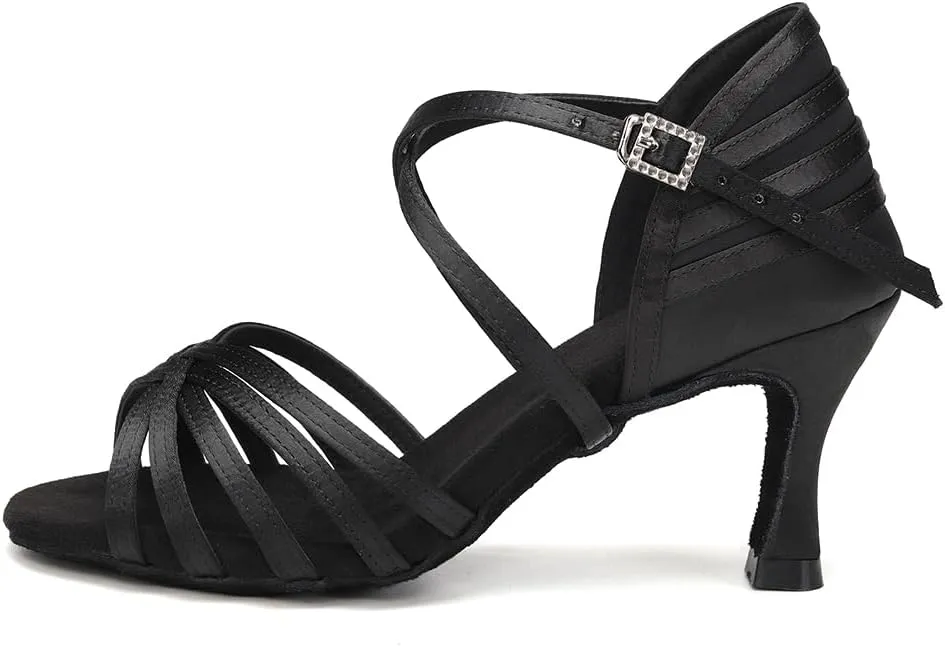AOQUNFS Women's Latin Dance Shoes Ballroom Salsa Practice Professional Performance Dancing Shoes,2324,Black,US 6.5