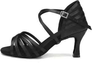 AOQUNFS Women's Latin Dance Shoes Ballroom Salsa Practice Professional Performance Dancing Shoes,2324,Black,US 6.5