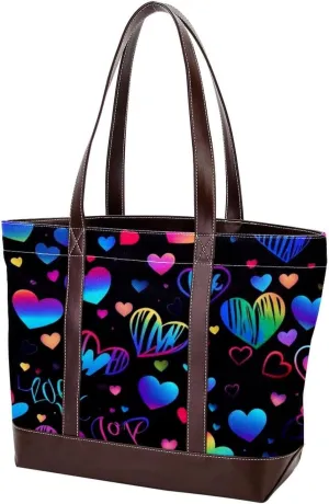Art Love-1585 Tote Bags Durable Leather Canvas Purses and Handbags for Women Top Handle Shoulder Satchel Hobo Bags
