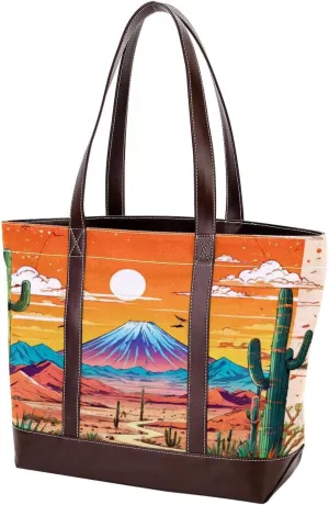 Artistic Scenery-631 Tote Bags Durable Leather Canvas Purses and Handbags for Women Top Handle Shoulder Satchel Hobo Bags