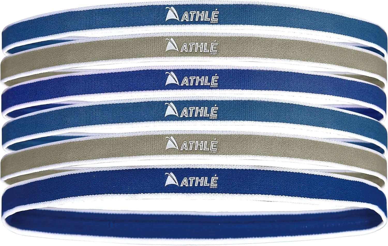 Athl Skinny Headbands for Women and Men - 6 Pack - Elastic Headbands for Women and Men - Non Slip Silicone Grip - Lightweight and Comfortable Thin Headbands