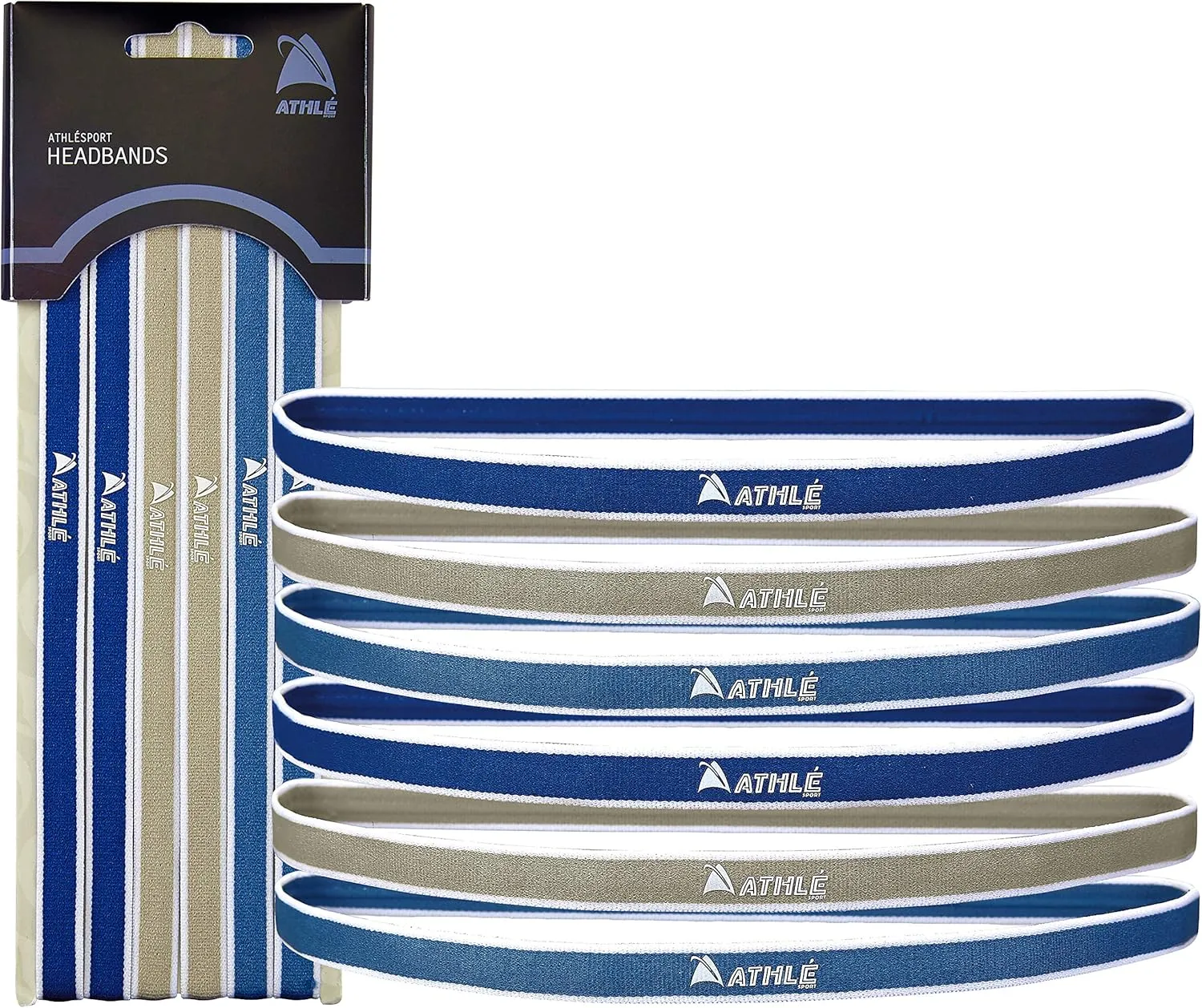 Athl Skinny Headbands for Women and Men - 6 Pack - Elastic Headbands for Women and Men - Non Slip Silicone Grip - Lightweight and Comfortable Thin Headbands