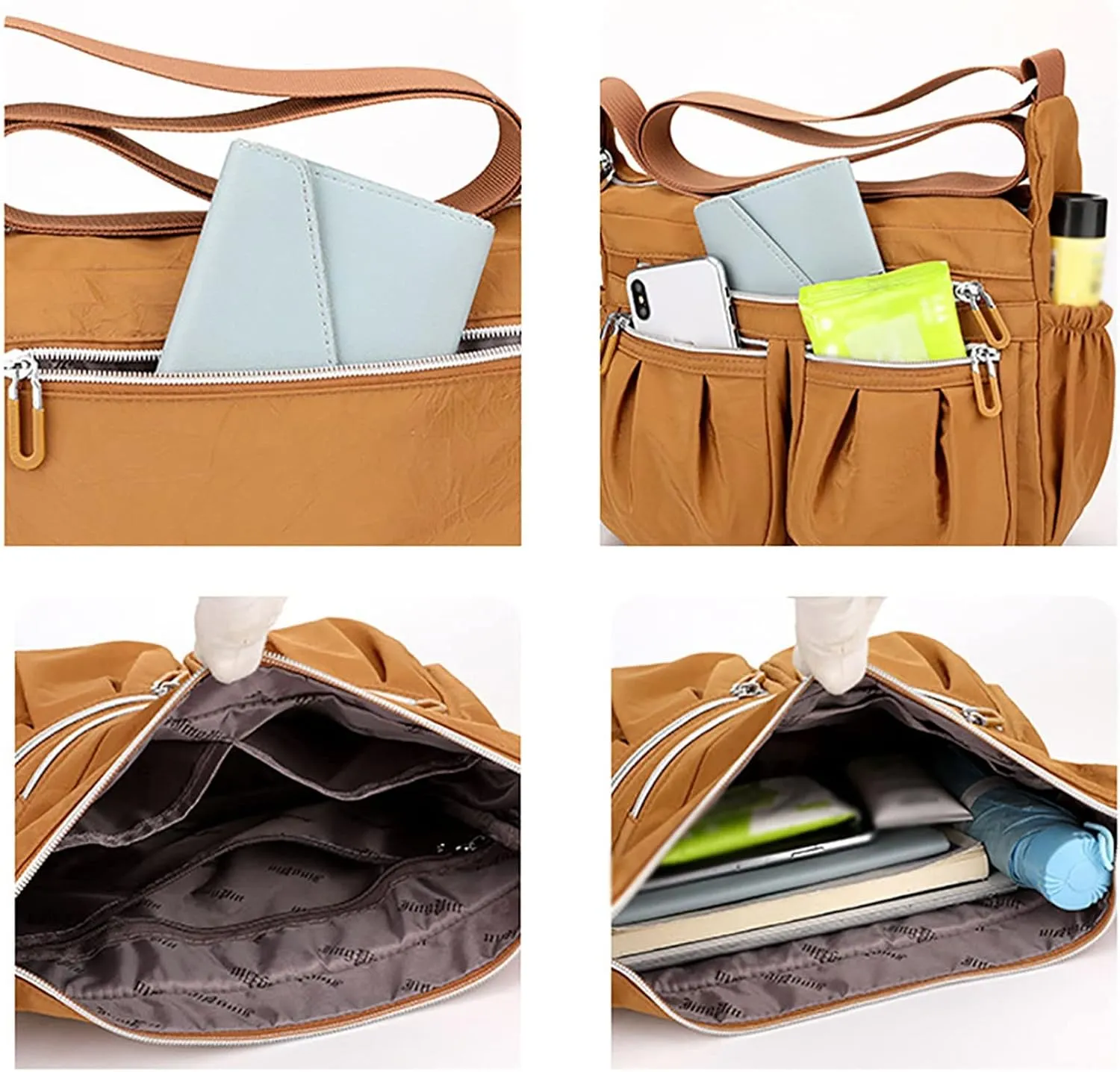 Athletic Crossbody Bags for Women Fabric Nylon Multi Pocket Crossbody Bags Carry Options for Work and Daily Use(Grey)