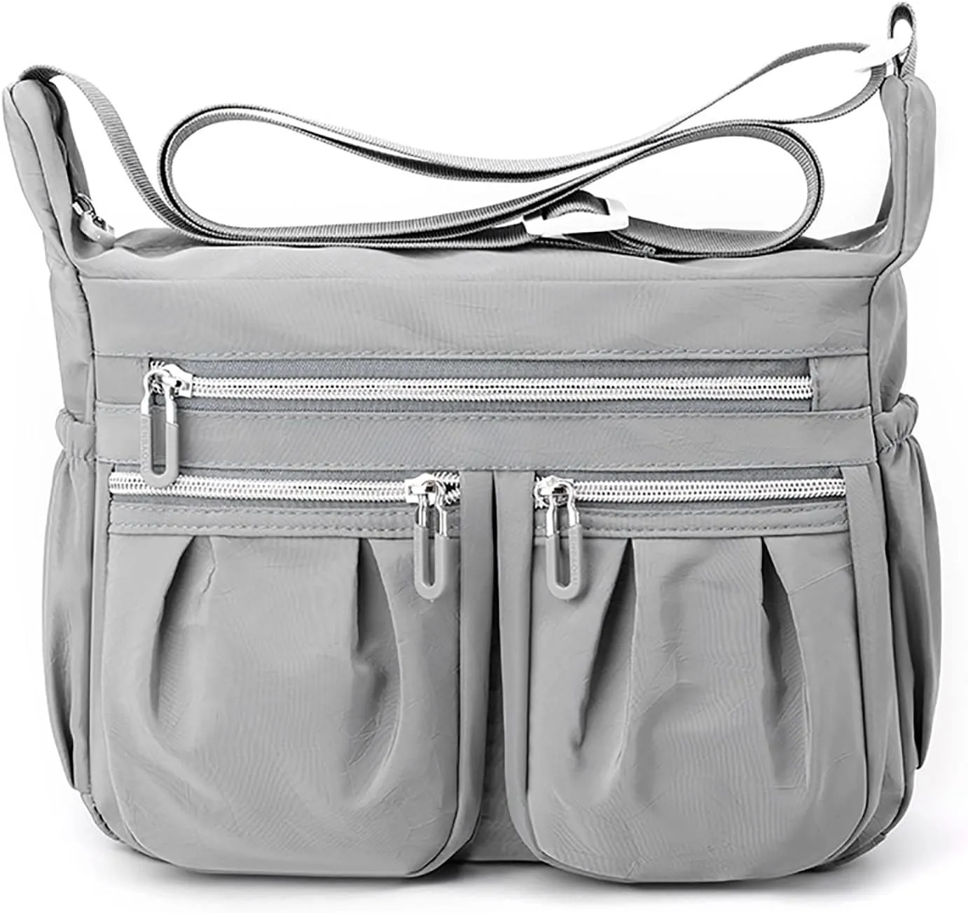 Athletic Crossbody Bags for Women Fabric Nylon Multi Pocket Crossbody Bags Carry Options for Work and Daily Use(Grey)