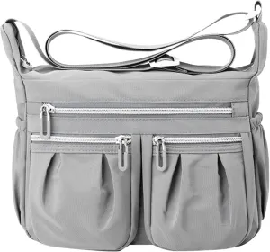 Athletic Crossbody Bags for Women Fabric Nylon Multi Pocket Crossbody Bags Carry Options for Work and Daily Use(Grey)
