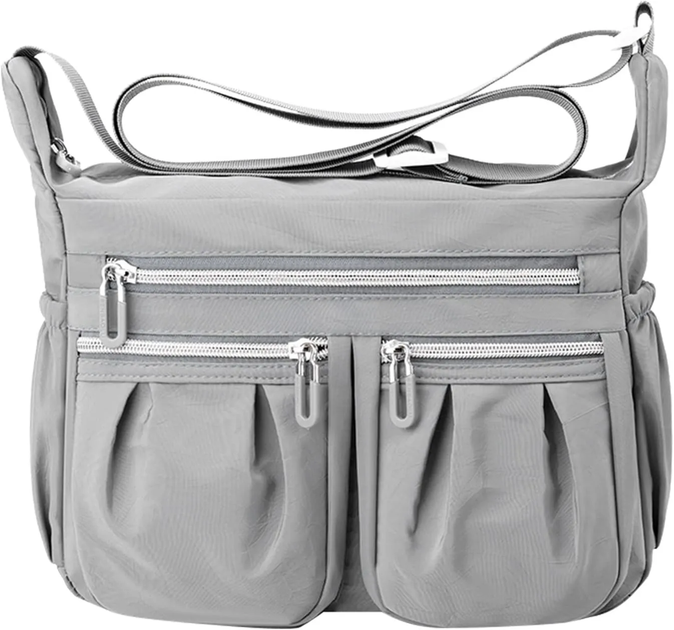 Athletic Crossbody Bags for Women Fabric Nylon Multi Pocket Crossbody Bags Carry Options for Work and Daily Use(Grey)