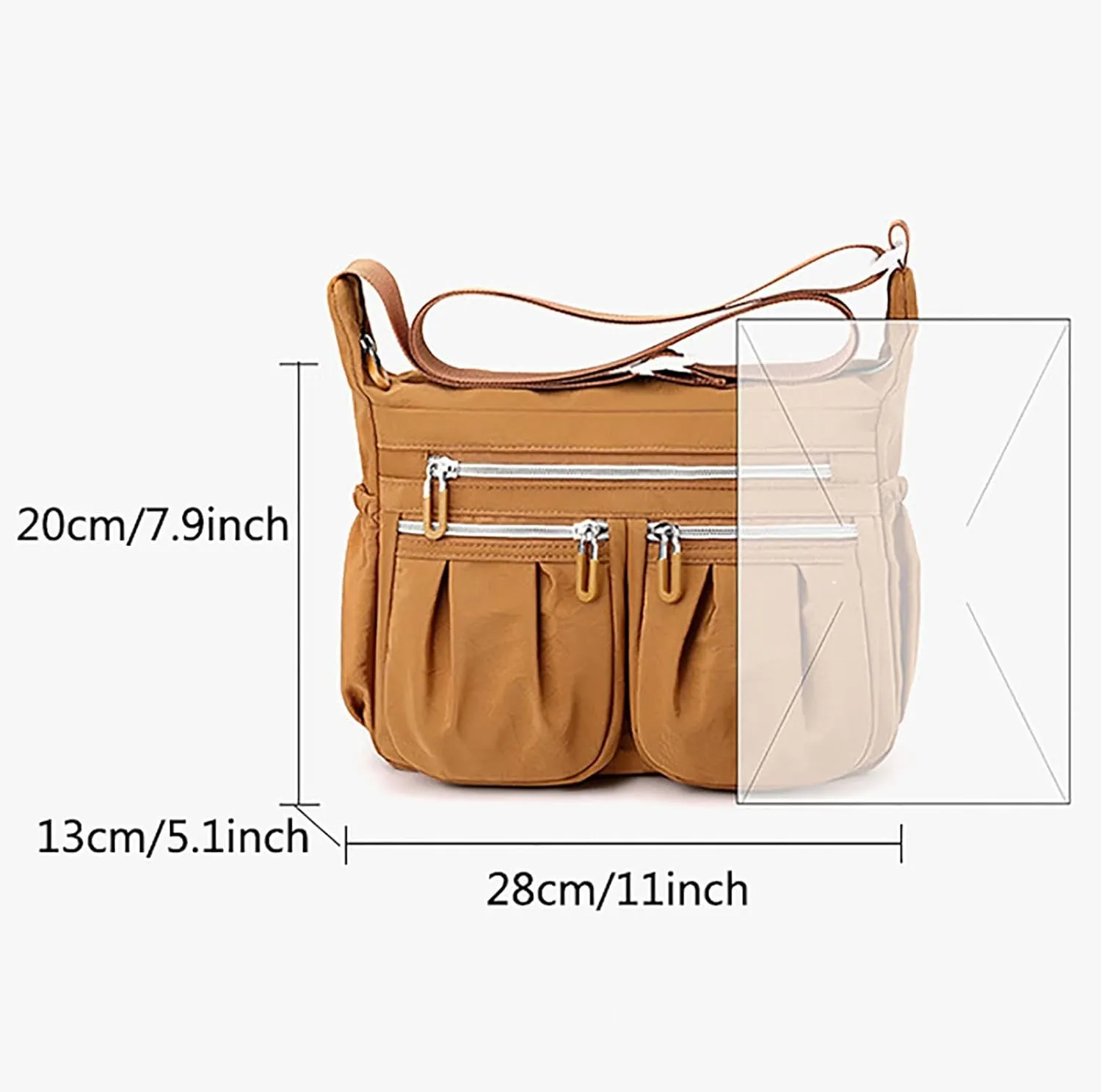 Athletic Crossbody Bags for Women Fabric Nylon Multi Pocket Crossbody Bags Carry Options for Work and Daily Use(Grey)