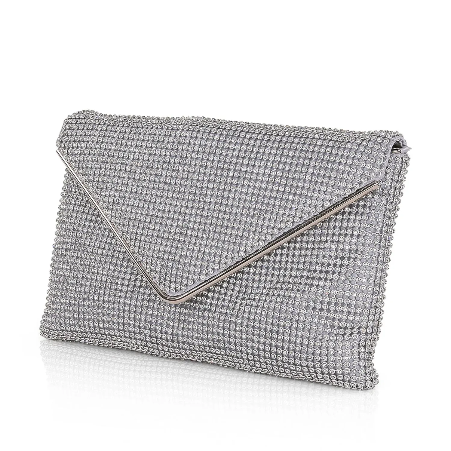Badgley Mischka Noemi Crystal Envelope Clutch in Silver