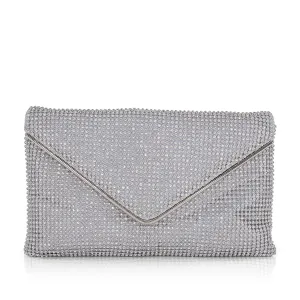 Badgley Mischka Noemi Crystal Envelope Clutch in Silver