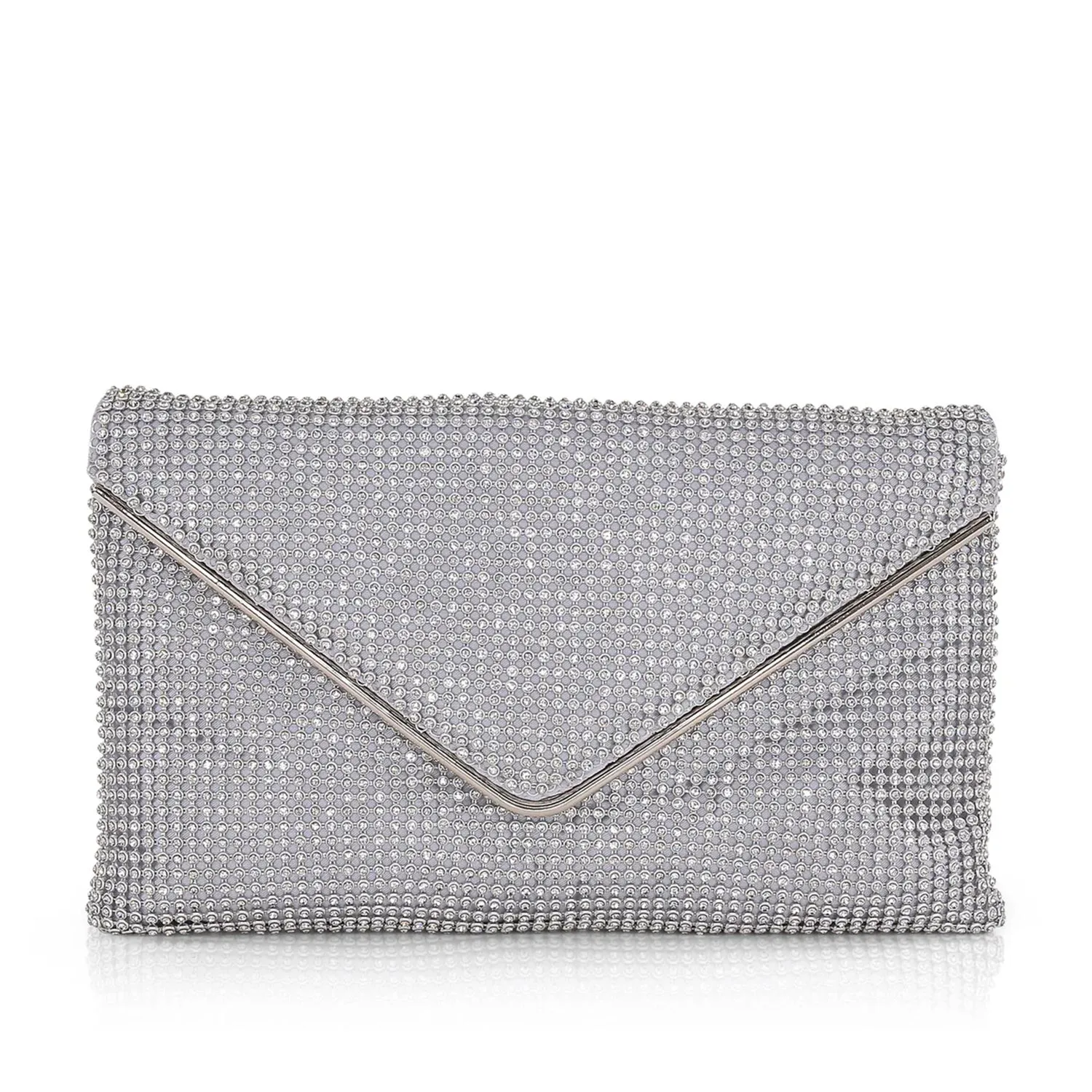 Badgley Mischka Noemi Crystal Envelope Clutch in Silver