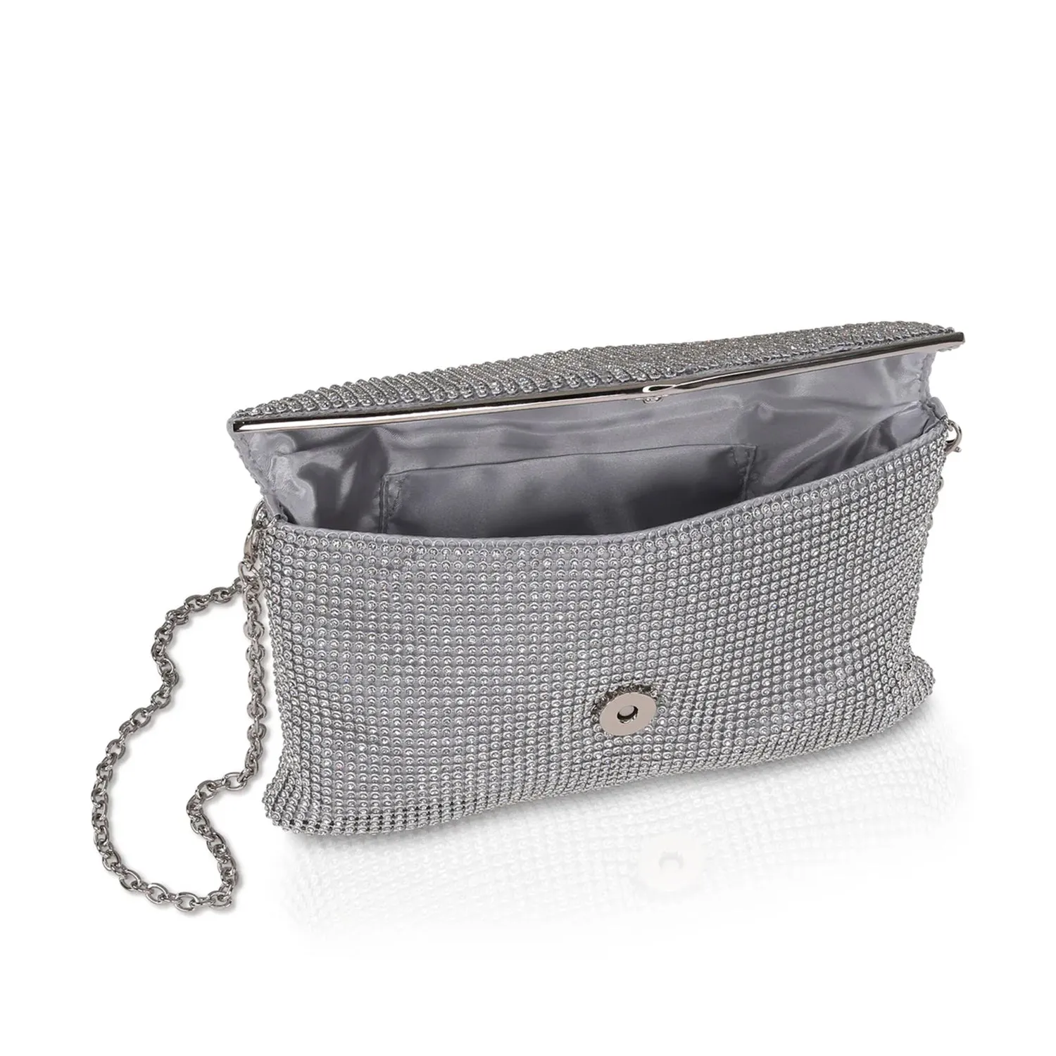 Badgley Mischka Noemi Crystal Envelope Clutch in Silver